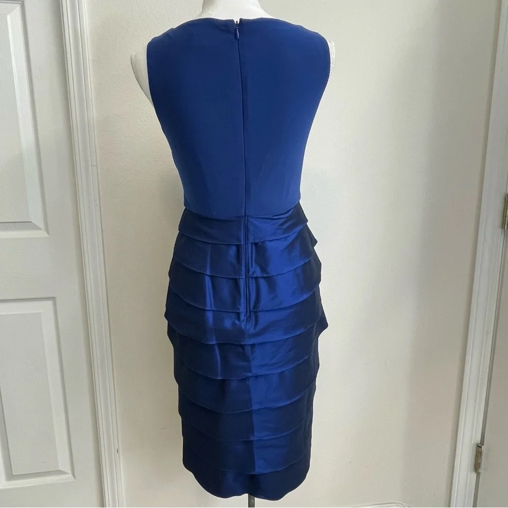 Adrianna Papell Cocktail Dress Women 6 Blue Sleeveless Tiered Ruffle Formal part